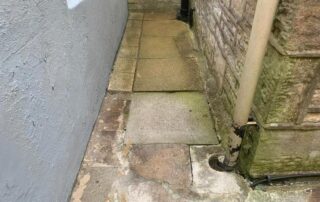 small sandstone patio garden with steps lancashire 02