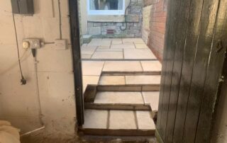small sandstone patio garden with steps lancashire 04