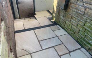 small sandstone patio garden with steps lancashire 06