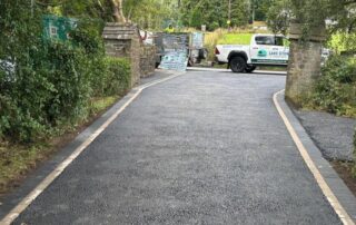 large tarmac driveway with paved brick edging kenyon clough helmshore 03