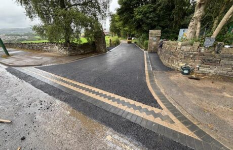 large tarmac driveway with paved brick edging kenyon clough helmshore 06